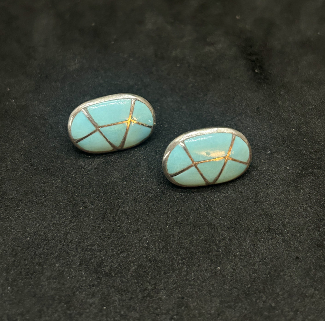925 K-Sterling Blue Larimar Earrings 0.5in – 3.95g