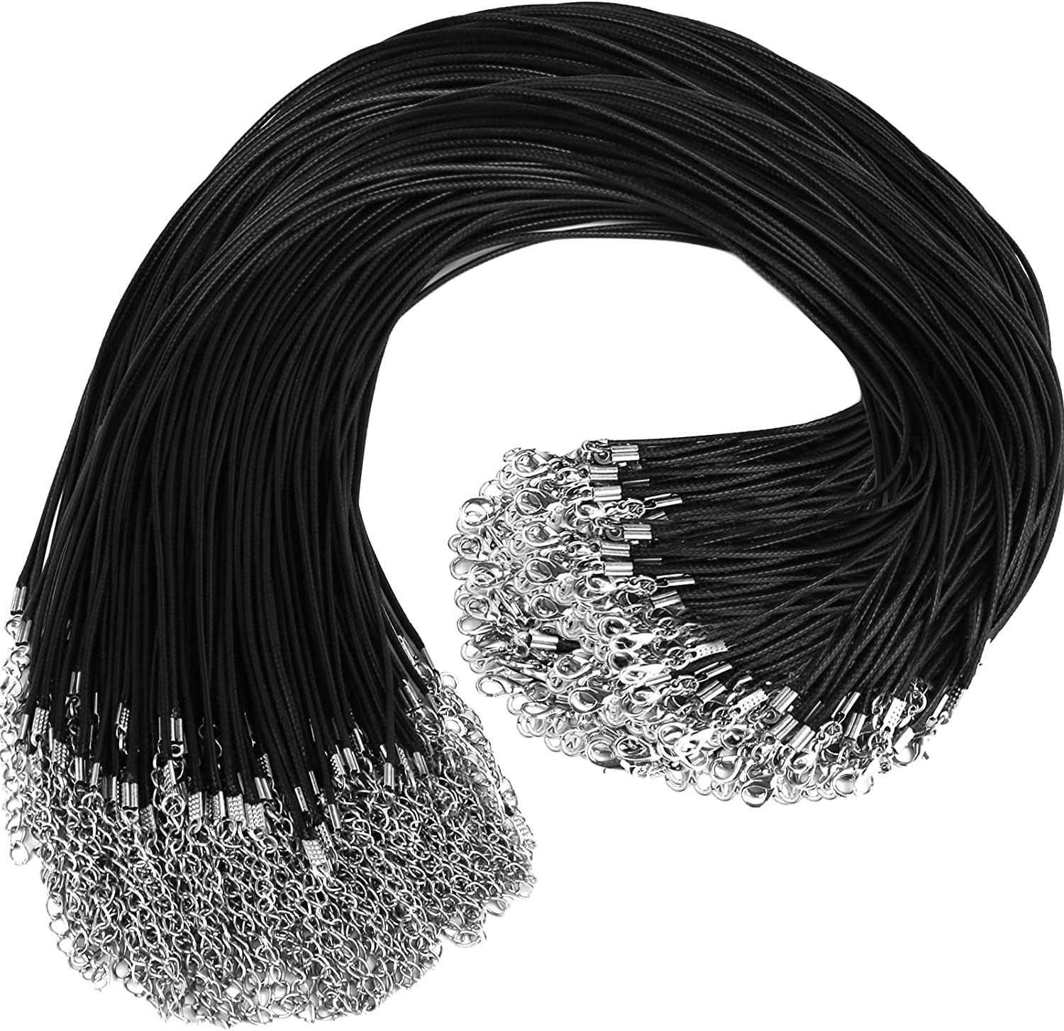 100Pc Waxed Necklace Cord 18in 1.5mm with Clasps for Pendant Jewelry