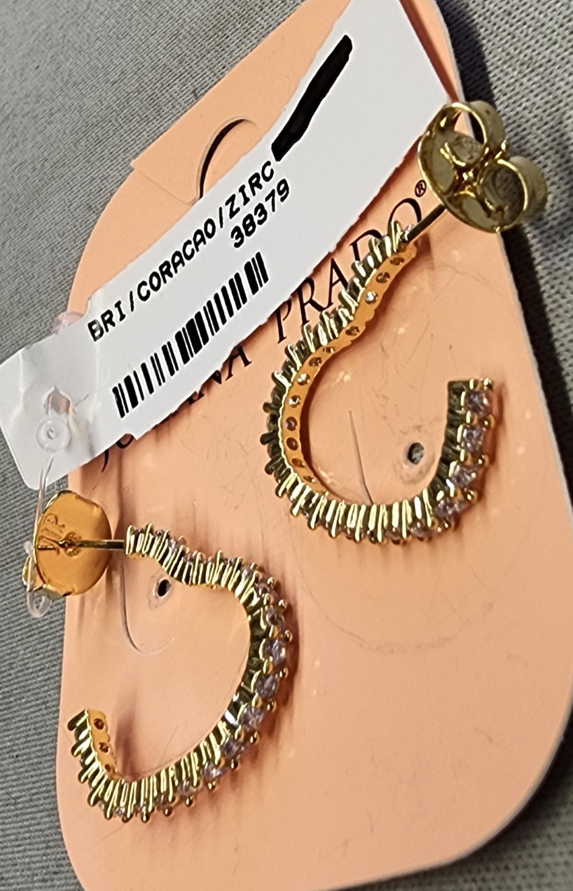 Juliana Prado 18K Gold Plated Coracao Cubic Zirconia Hoop Earring 19mm
