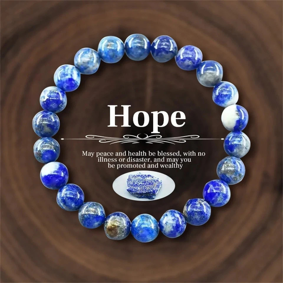Natural Stone Symbolic Beaded Bracelet Women Men Anxiety Relief Protection Money