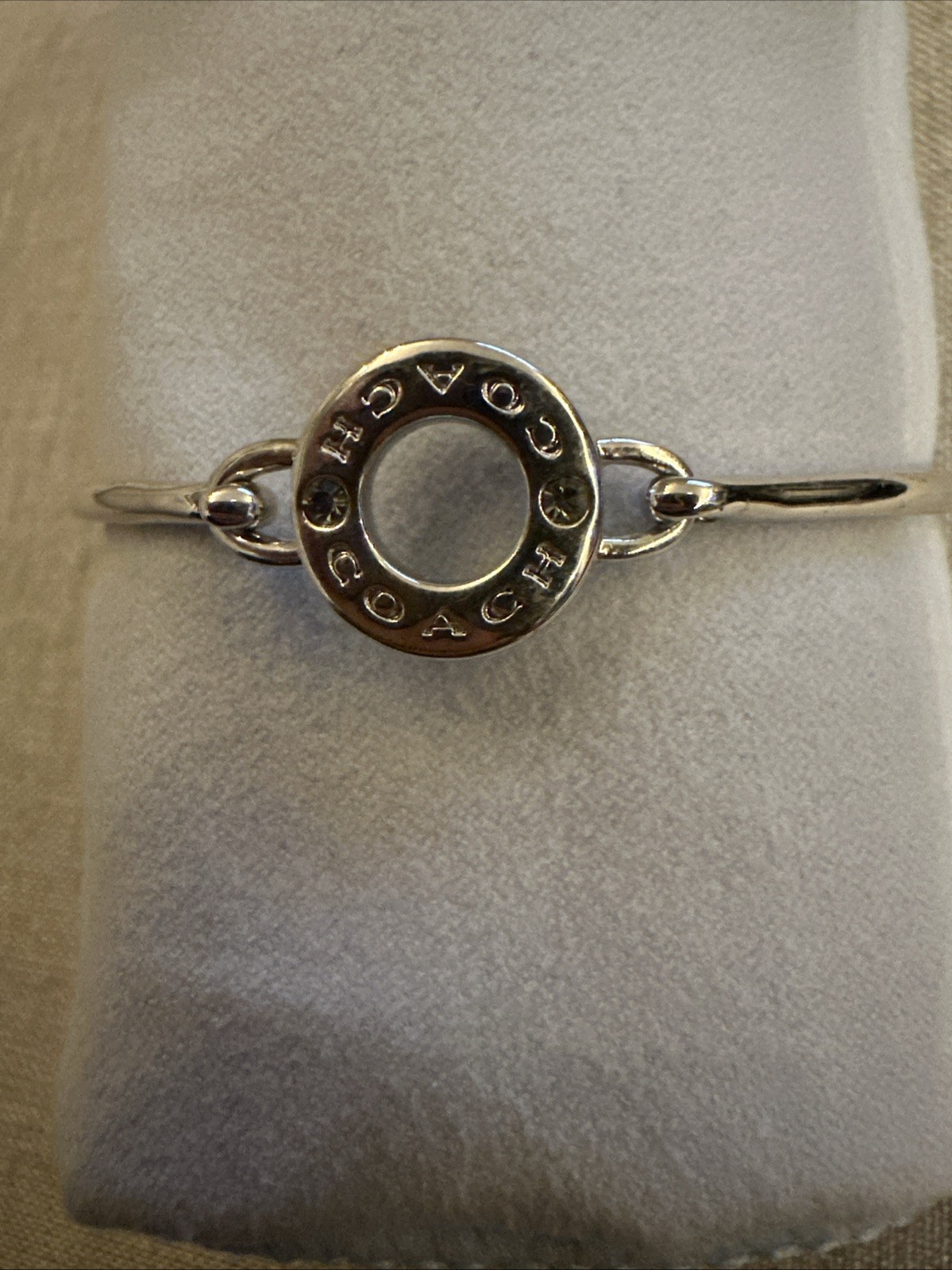 Coach Open Circle Bangle Bracelet Silver Tone NWOB