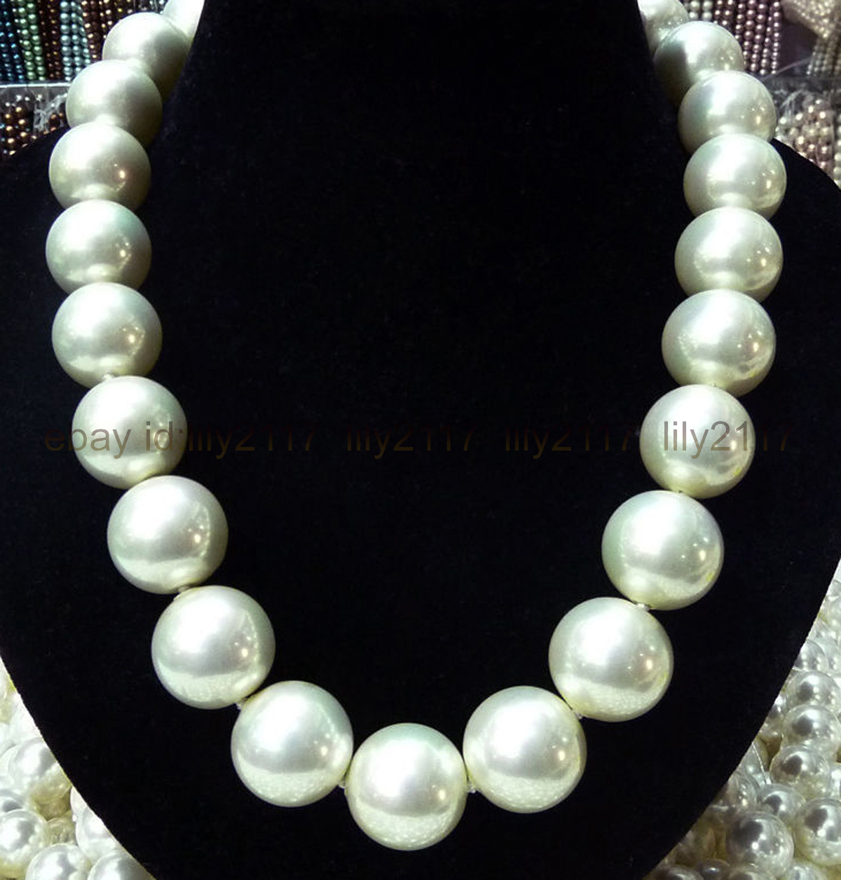 Huge 16mm White South Sea Shell Pearl Round Beads Necklace 18 inch