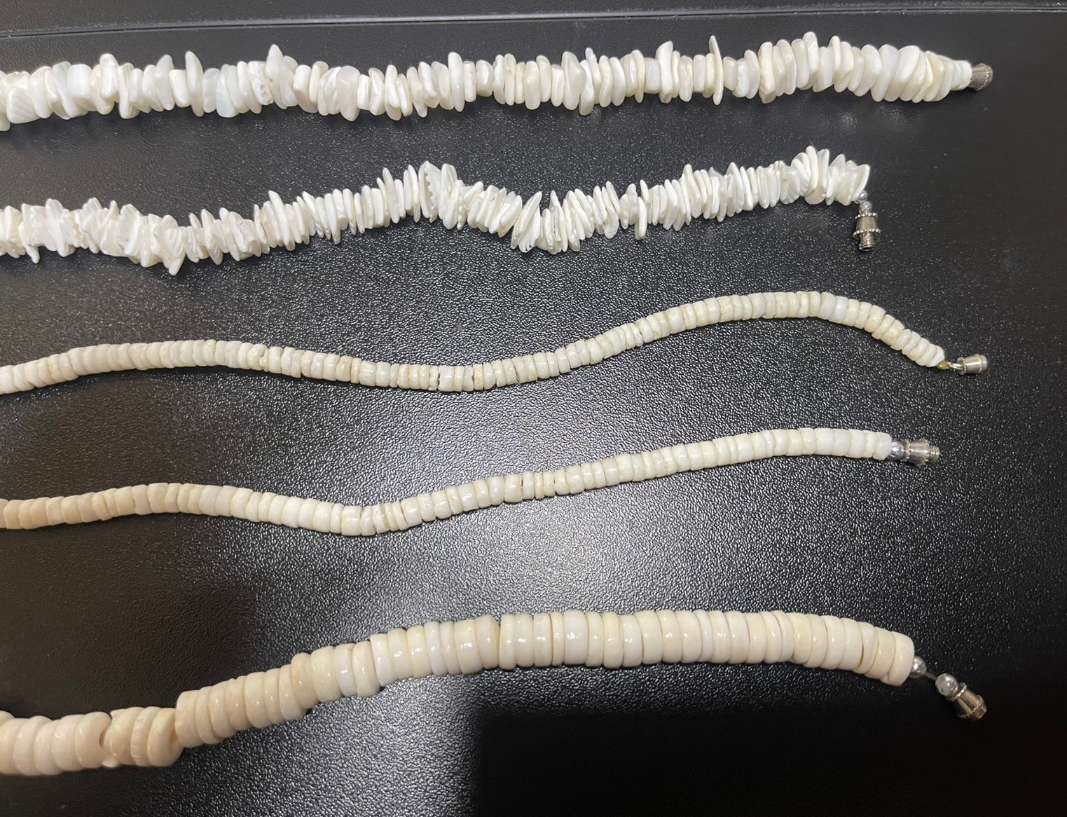 Vintage Lot of 5 Puka Shell & Glass Puka Style Necklaces Hawaiian Surfer Beach
