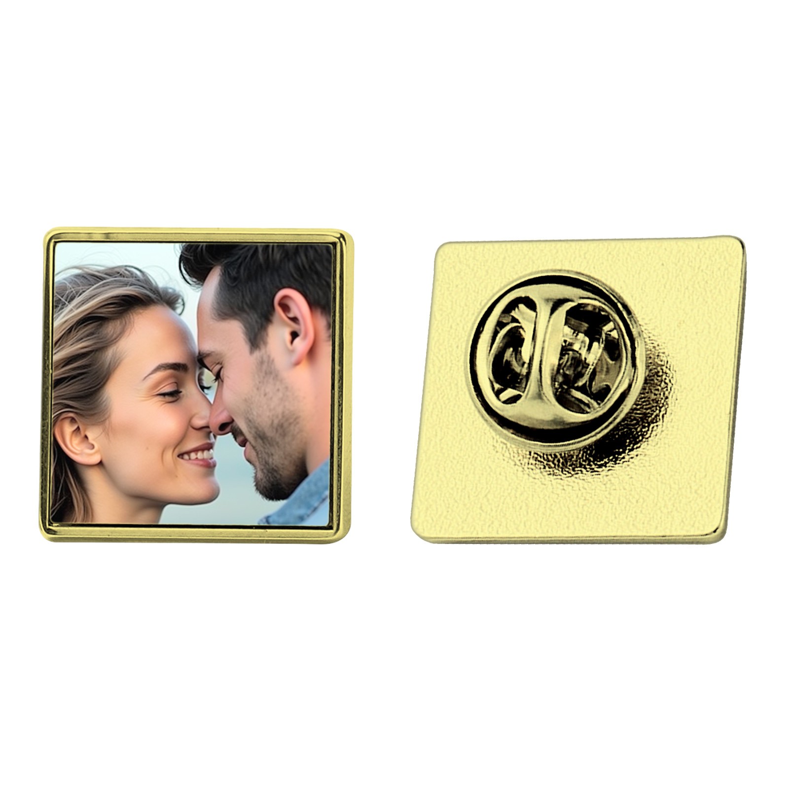Color Photo Charm Lapel Pin Tie Tack Memorial Gift f/ Wedding Family Friend Love