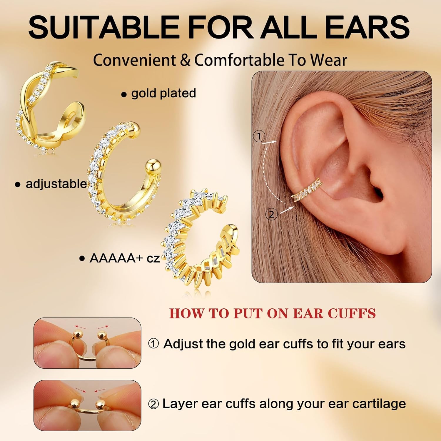 Dochais Ear Cuffs Non-Piercing Earrings for Women Cute Small Clip-On…