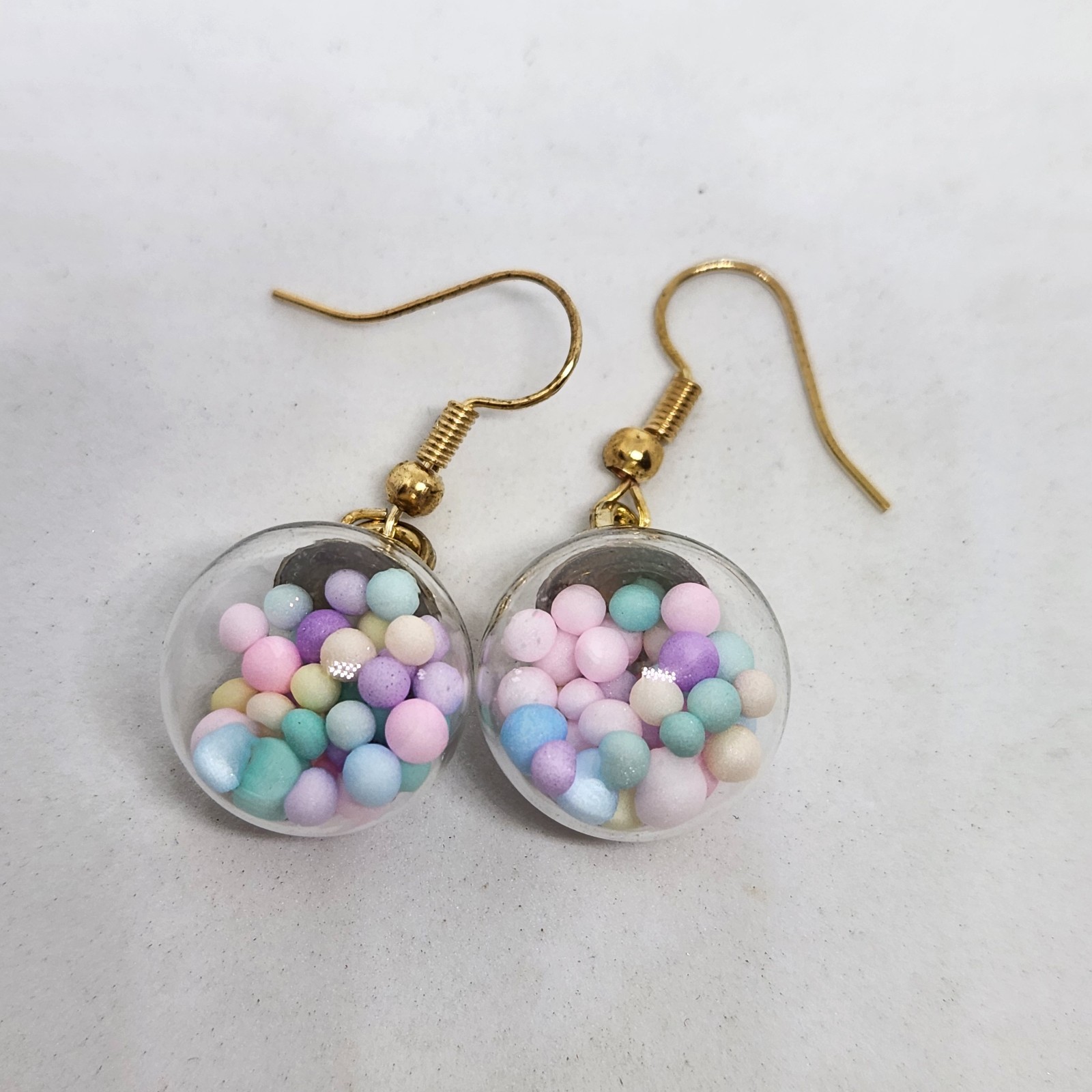 Ornament Ball Bubblegum Party Sphere Earrings Acrylic Hook Dangle Fun Cute Gift