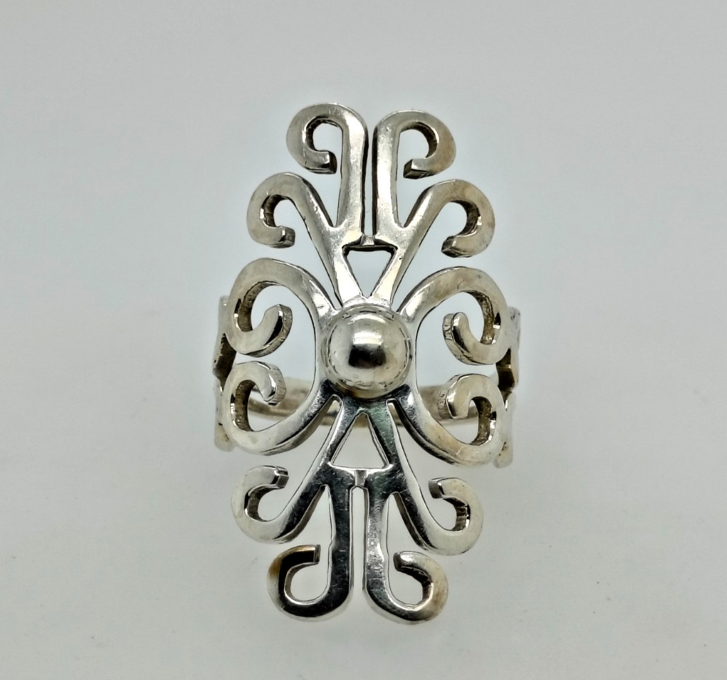 Sterling Silver ATI Filigree Swirl Ring for Women Size 10