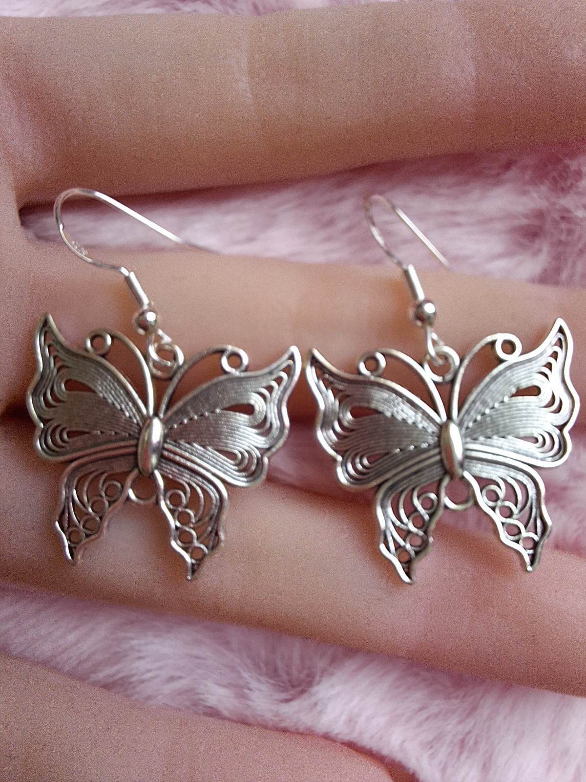 Silver Hook Earrings with Beautiful Butterfly Charm for Women Fashion Jewelry