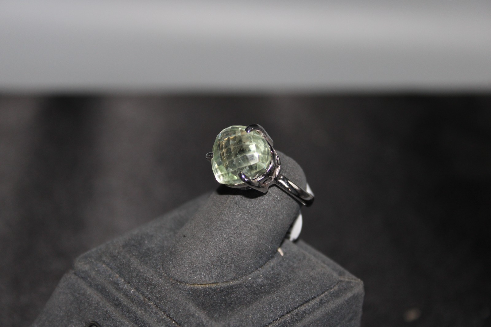 Green Amethyst And Sterling Silver Ring Size 6.5