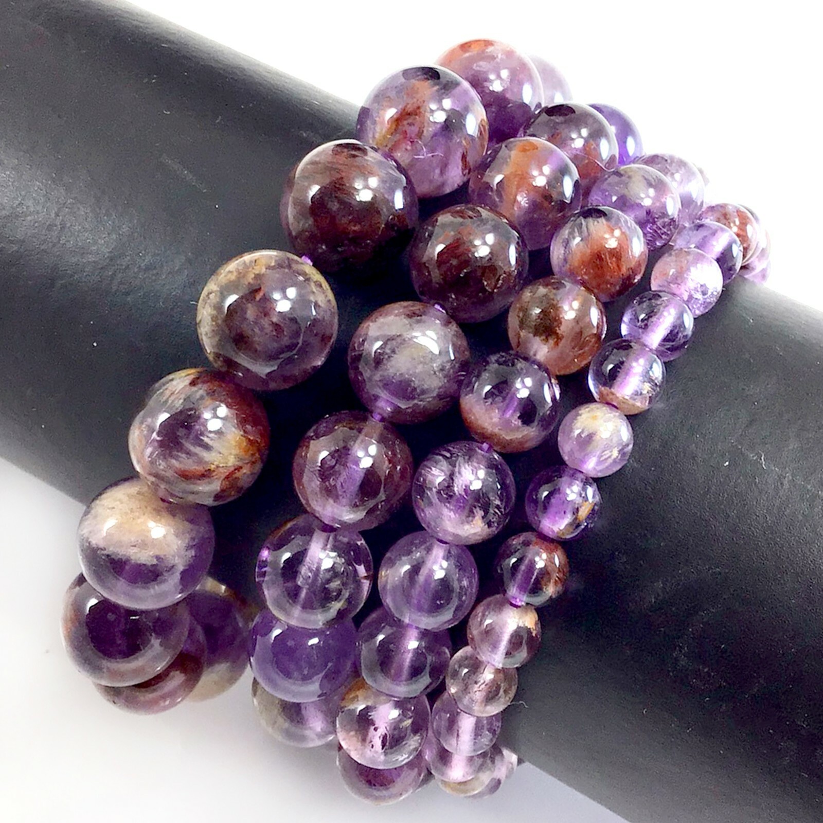 Handmade Gemstone Natural Super Seven Crystal Beaded Bracelet 7.5″ 4 6 8 10 12mm
