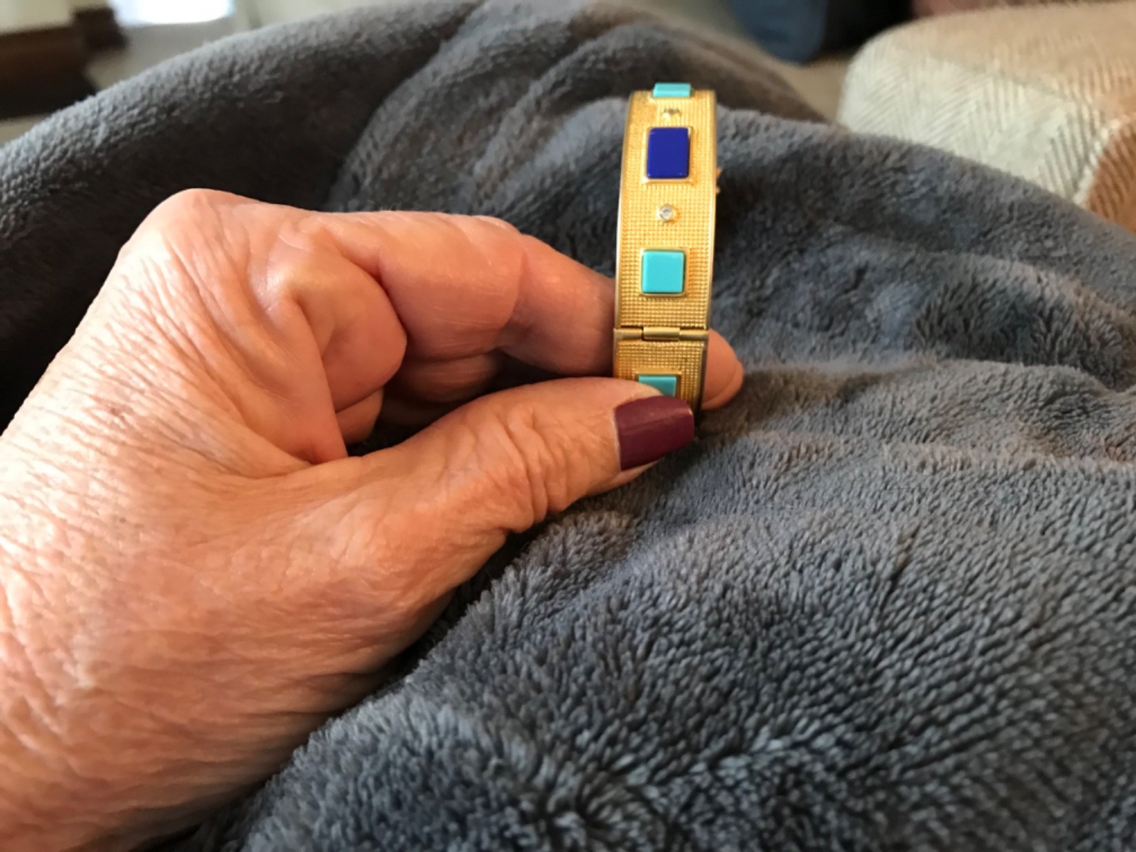 Freida Rothman Brick set 925SS with square turquois, lapis and bezel clear cz