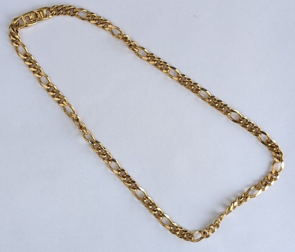 Gold tone chain necklace, 20.0 inches alternate decorative links metal chain