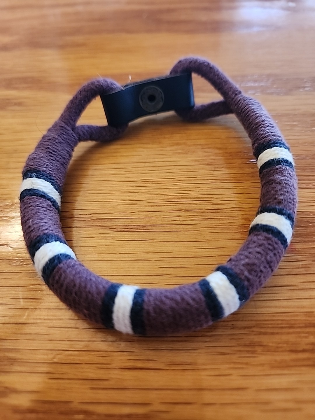 Casual Cotton Thread Wrap Bracelet Cuff With Leather Button Snap