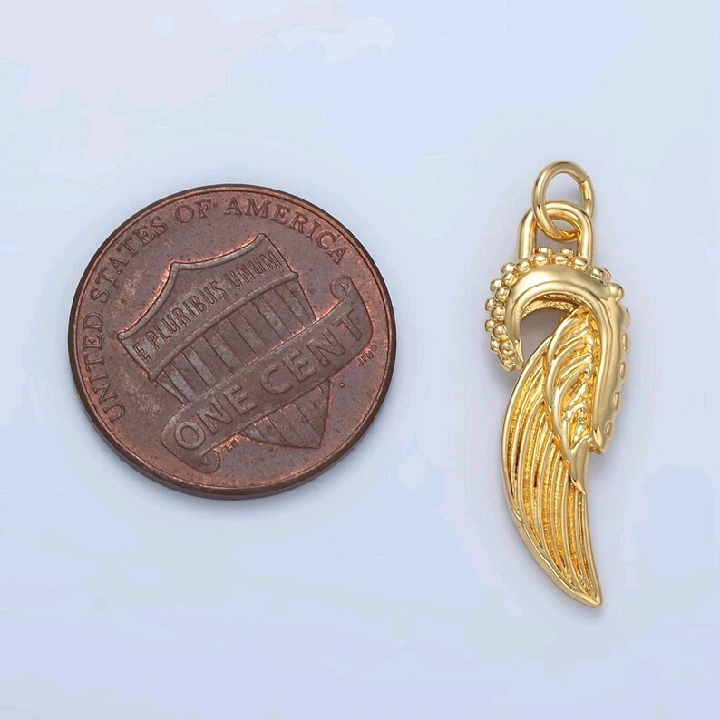 14K Gold Filled Mini Angel Wings Charm Small Feathered Pendant for Jewelry Makin