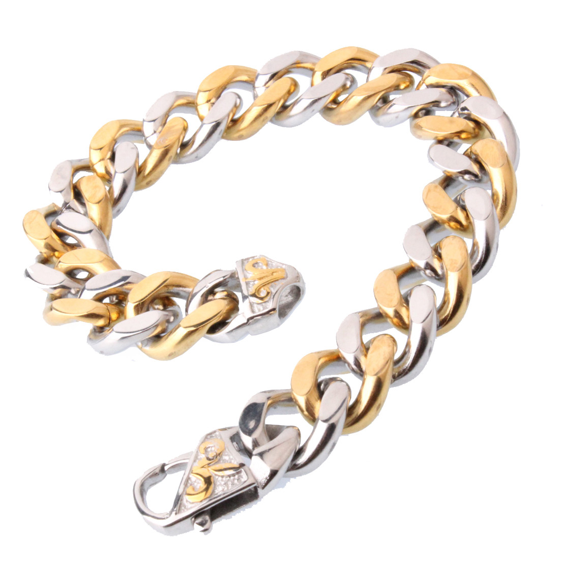 13/15mm Fashion Mens Chain Stainless Steel Curb Cuban Link Bracelet 7-11inch