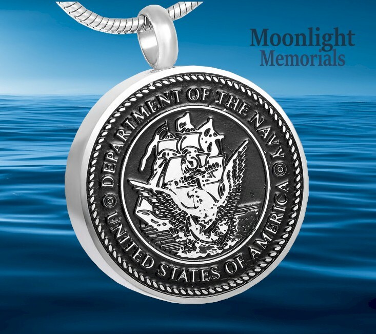 New United States Navy Cremation Urn Keepsake Ashes Memorial Necklace