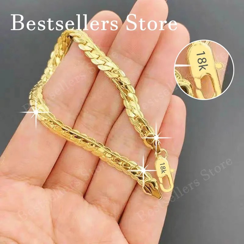 Gold Tone Geometric Link Bracelet for Women Fashion Chain Jewelry 20cm US