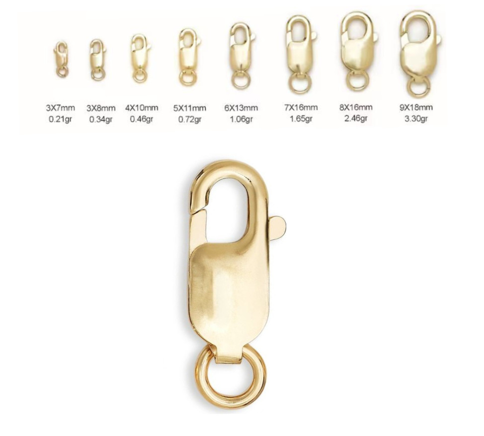 14K Yellow/White Gold Lobster Claw Clasp Lock Finding – Bracelet Chain Necklace