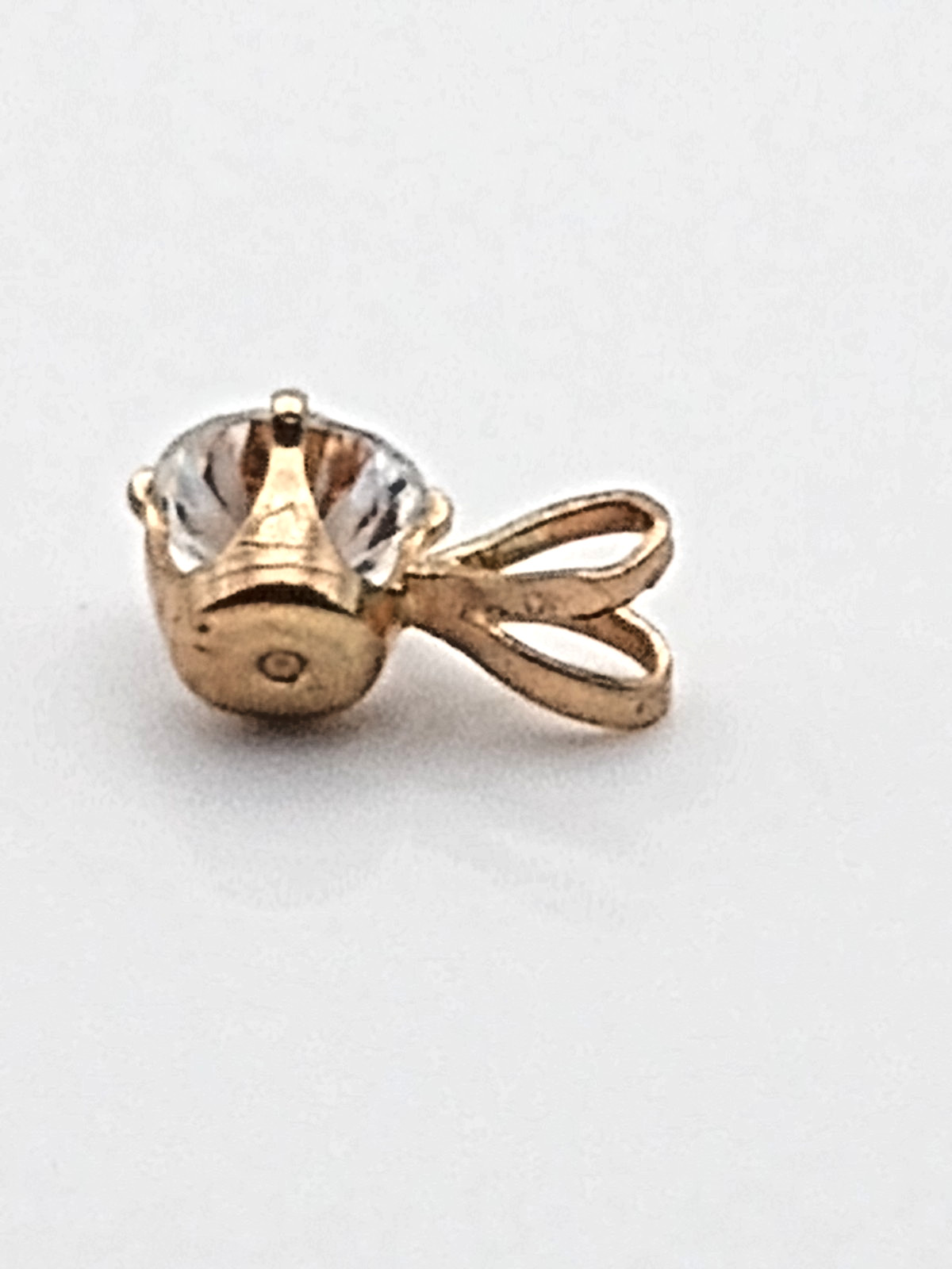 Charm/Pendant 14K solid Gold and cubic zirconia ,vintage unused