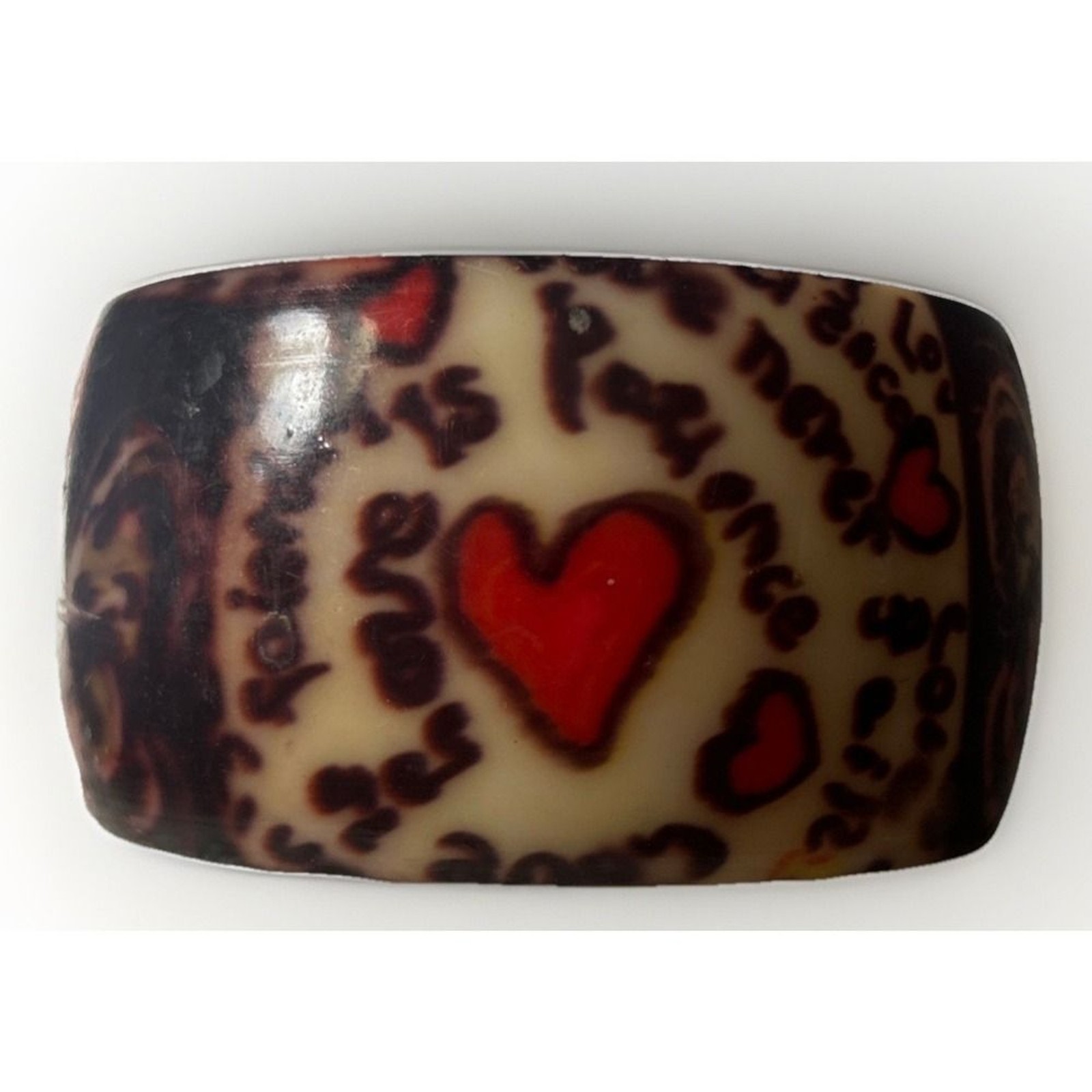 Fun Chunky Bracelet Y2K 2000s Red White Black Hearts Graffiti Love