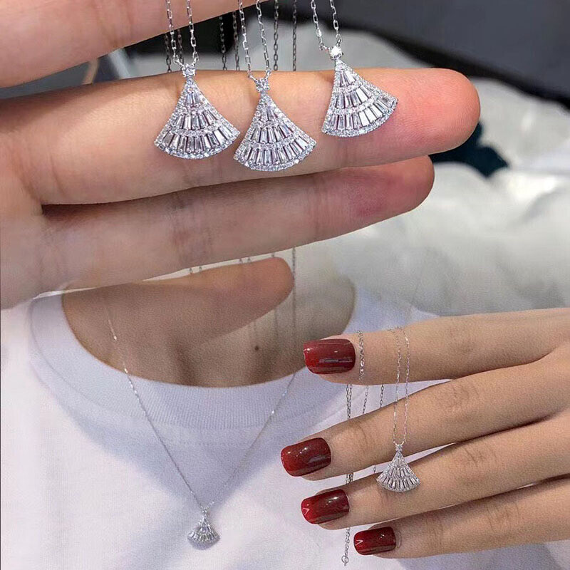 Fashion Women 925 Silver Filled Wedding Necklace Pendant Cubic Zirconia Jewelry