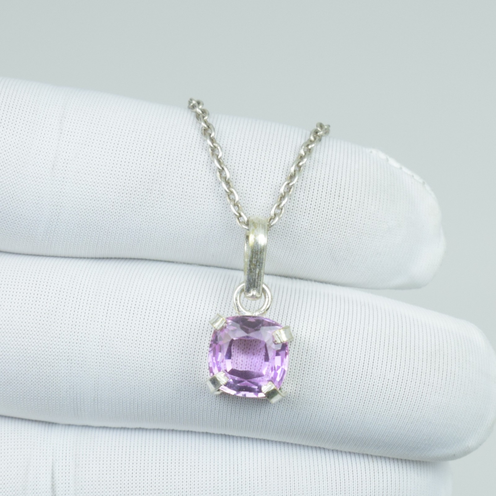 Unique 925 Sterling Silver Pink Kunzite Necklace, Handmade Pendant Jewelry, 10Ct