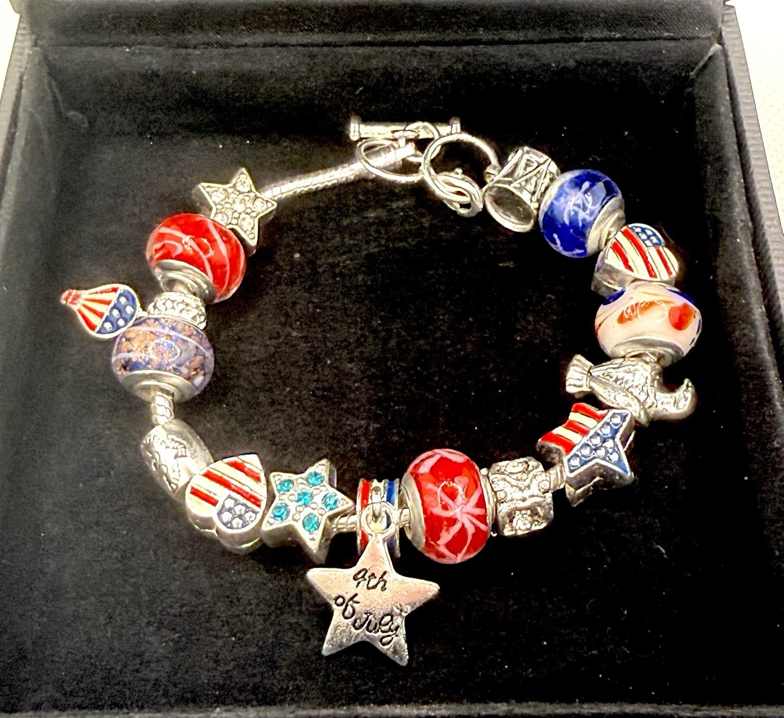 (4) Willabee Ward Charm Bracelet Months of the Year Mother Day 4th Of July Day