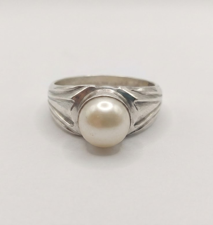 Men’s Pearl Ring, Genuine Pearl Ring, 925 Silver Ring, Natural Pearl Ring.