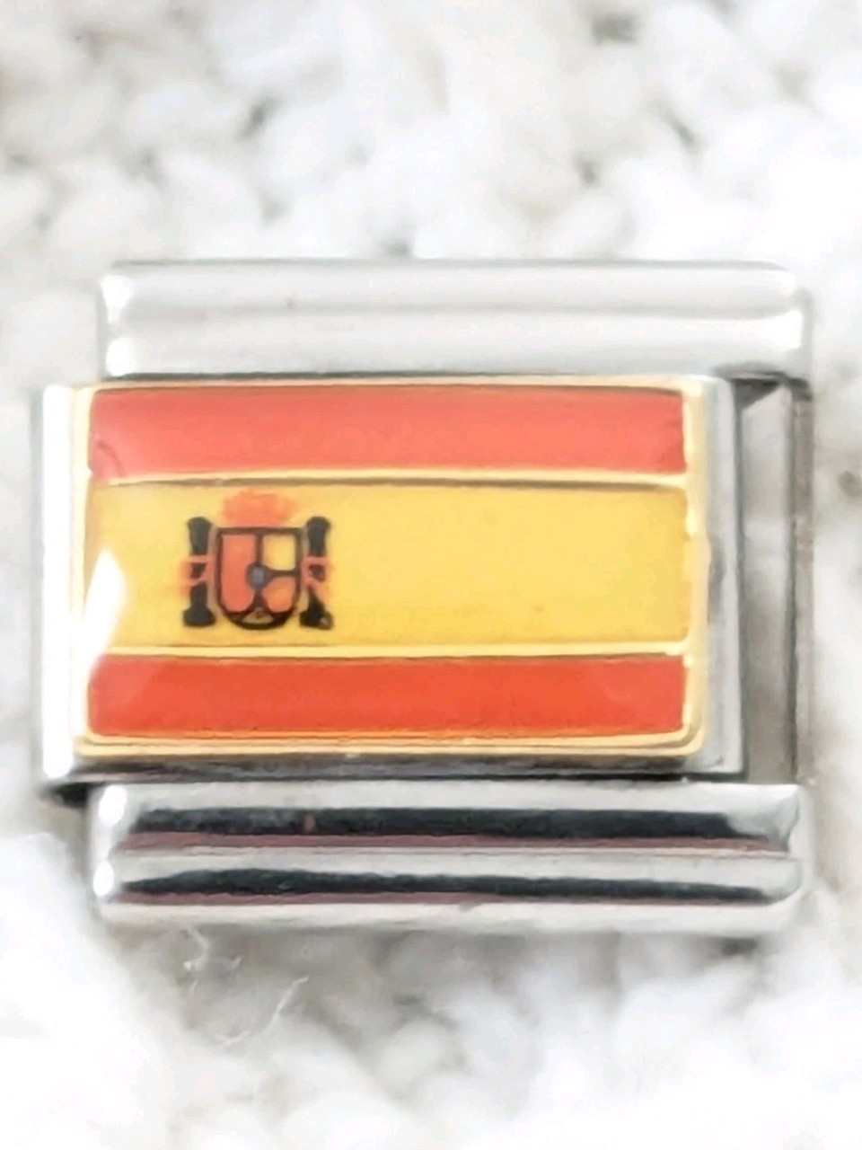 Authentic Casa D’Oro Spain Spanish Flag 9mm Link Italian Charm D103