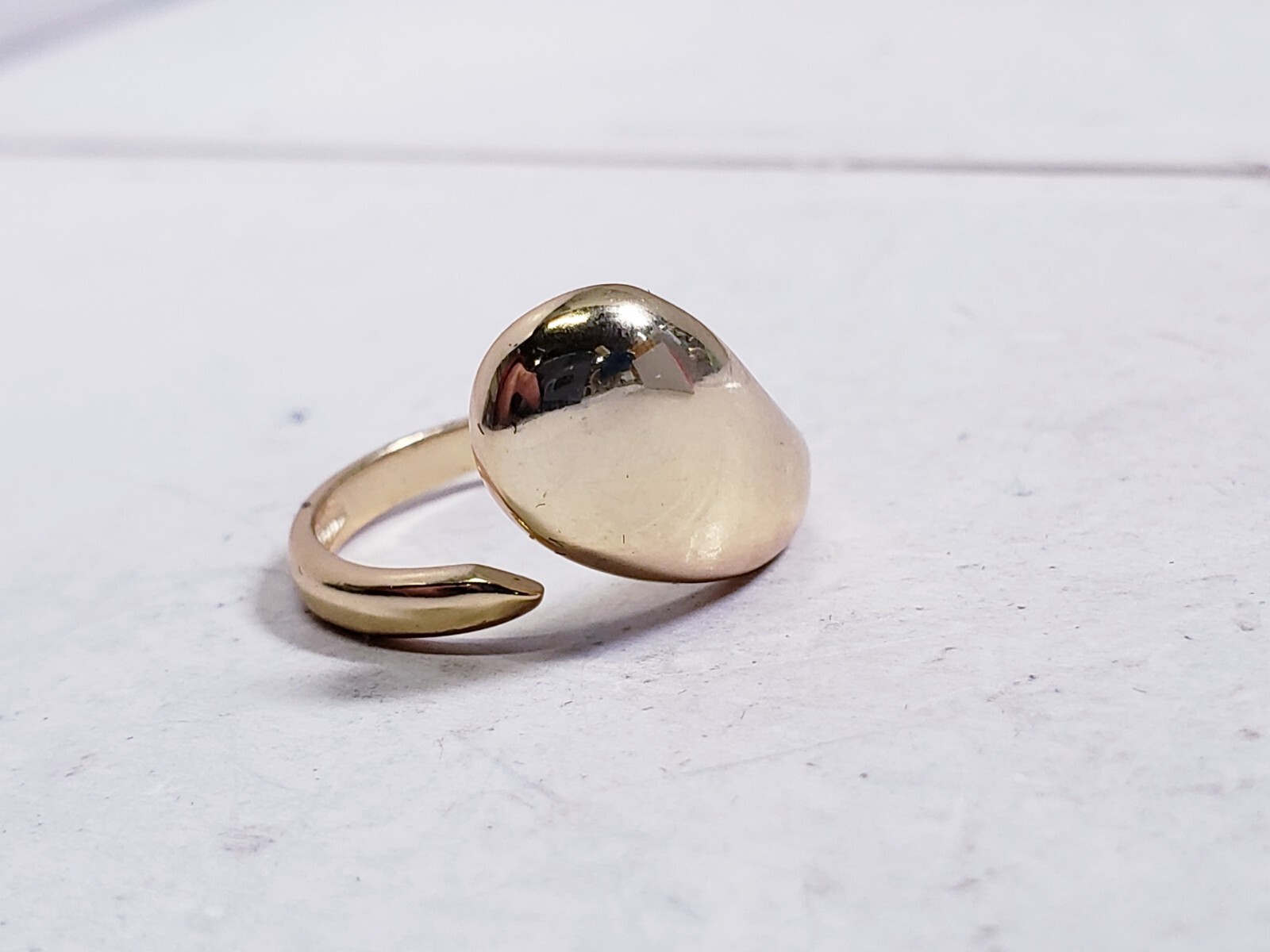 TEAR DROP OPEN STATEMENT RING – GOLD VERMEIL Size 7 Adjustable