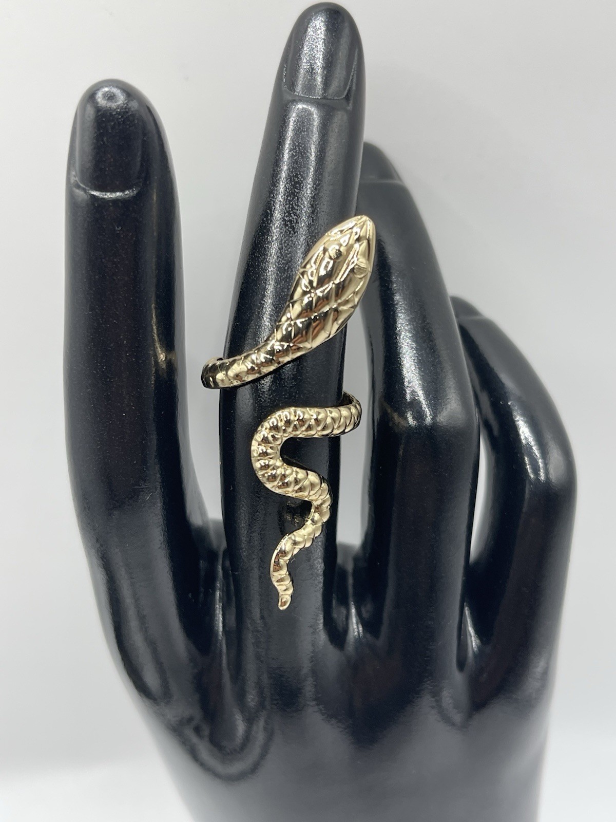2 Pcs Set 14k Gold Plated Large Snake Bracelet Ring Universal Size Adjustable