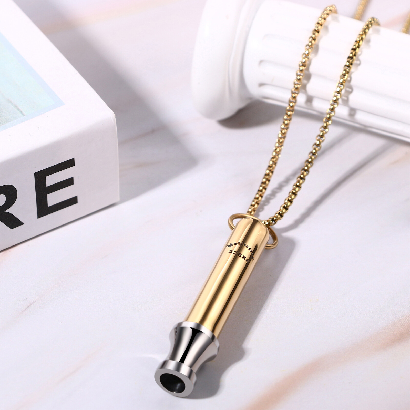 Love Tuner 528 Hz Quit Smoking Whistle Anxiety Relief Mindful Breathing Necklace