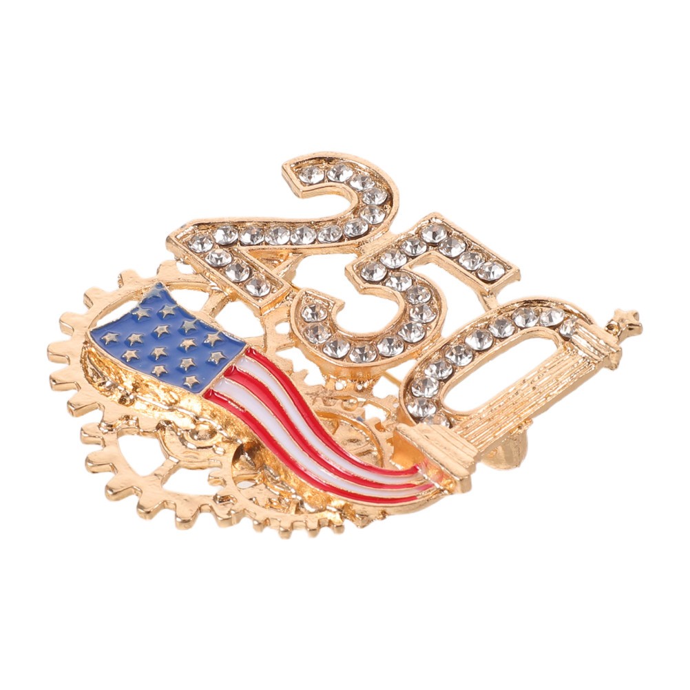Rhinestone 250th Anniversary Brooch: 1776-2026 USA Birthday Commemorative Lapel