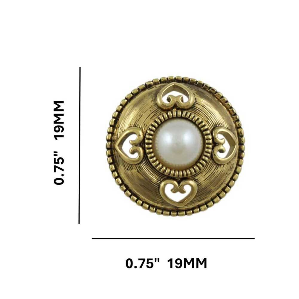 Gold Button with Heart Cutouts and Pearl Pierced Earring – DPE610