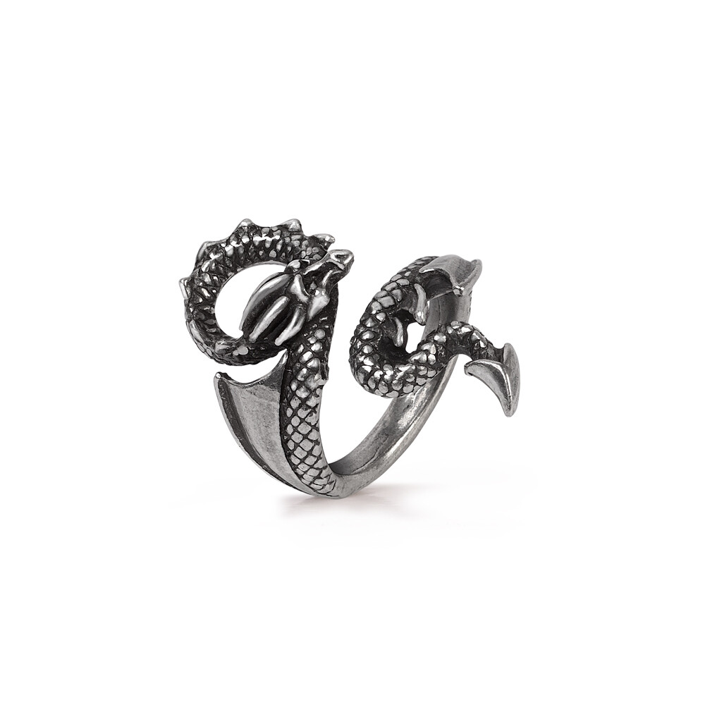 Alchemy Gothic Dragons Lure Wrap Ring Draconic Fantasy Fine English Pewter R245