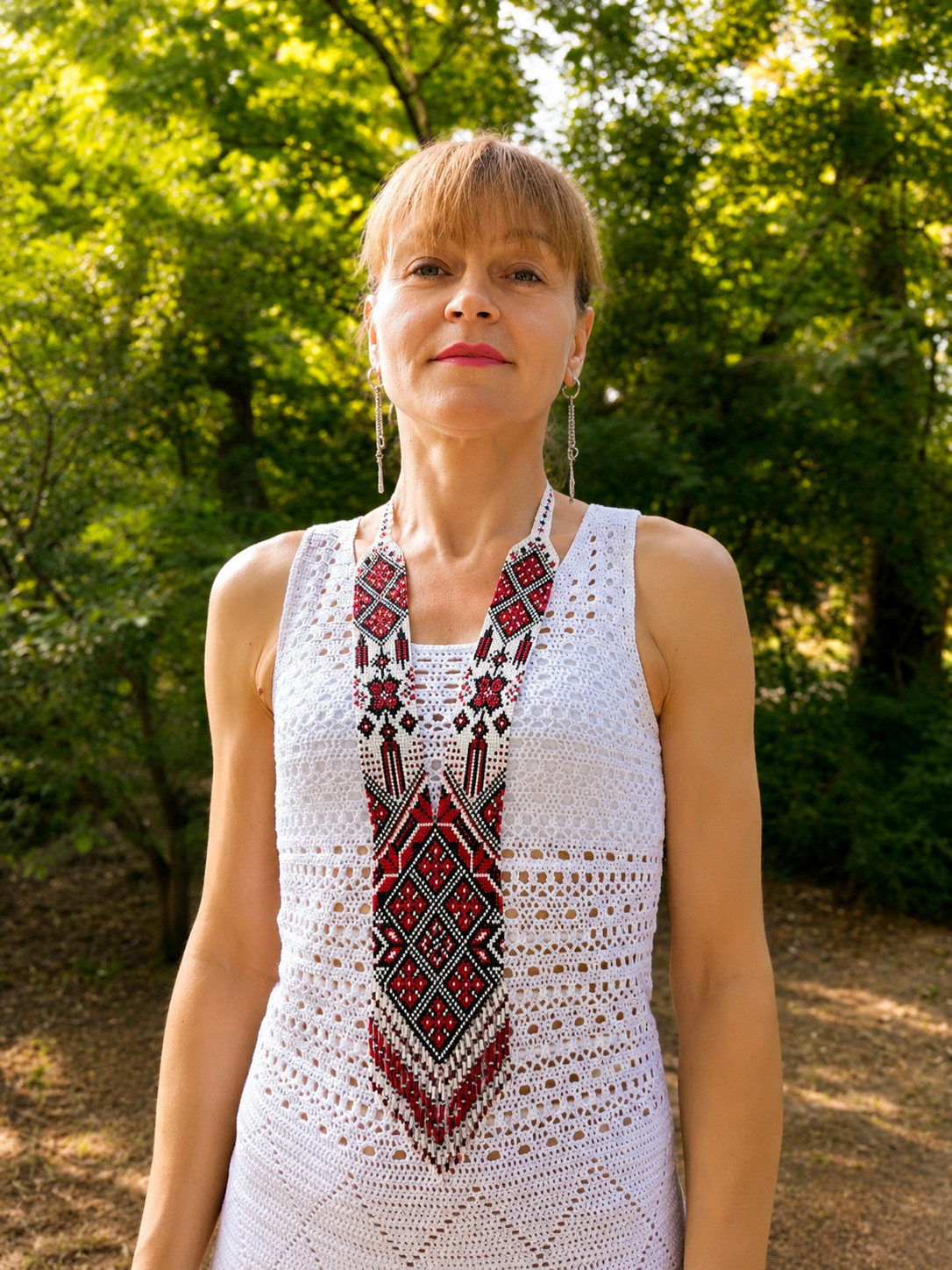 Handmade Ukrainian Gerdan Necklace Preciosa Beaded Folk Jewelry 57cm