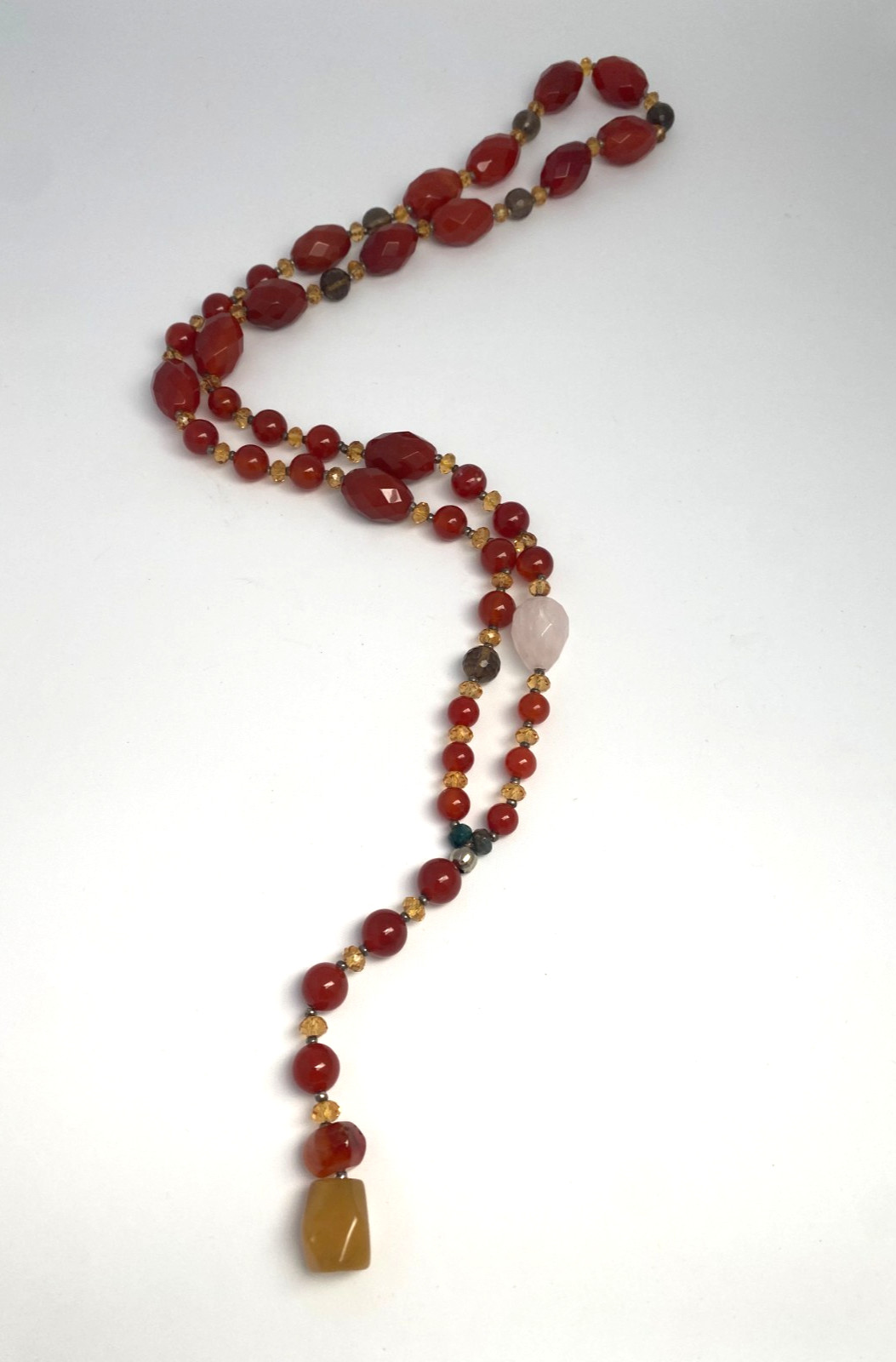 Elegant long necklace Carnelain agate