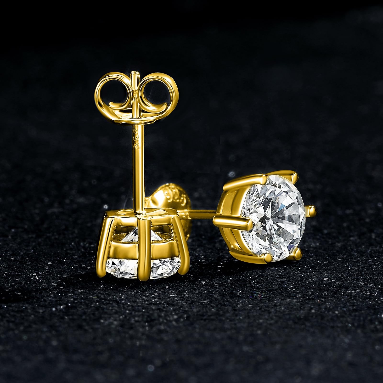 925 Sterling Silver Stud Earrings Set for Women Men 18K Yellow Gold Plated, 6…
