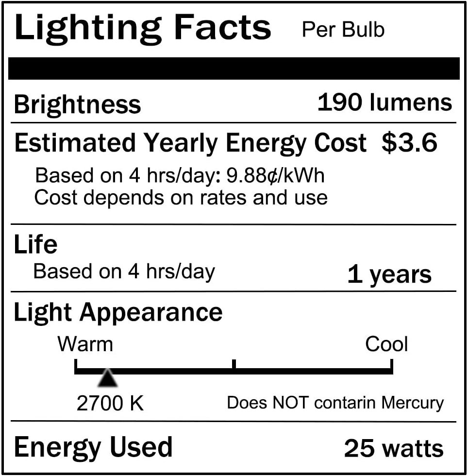 Jslinter 6-Pack G50 25 Watt Wax Warmer Bulbs for 6 Count (Pack of 1), Clear