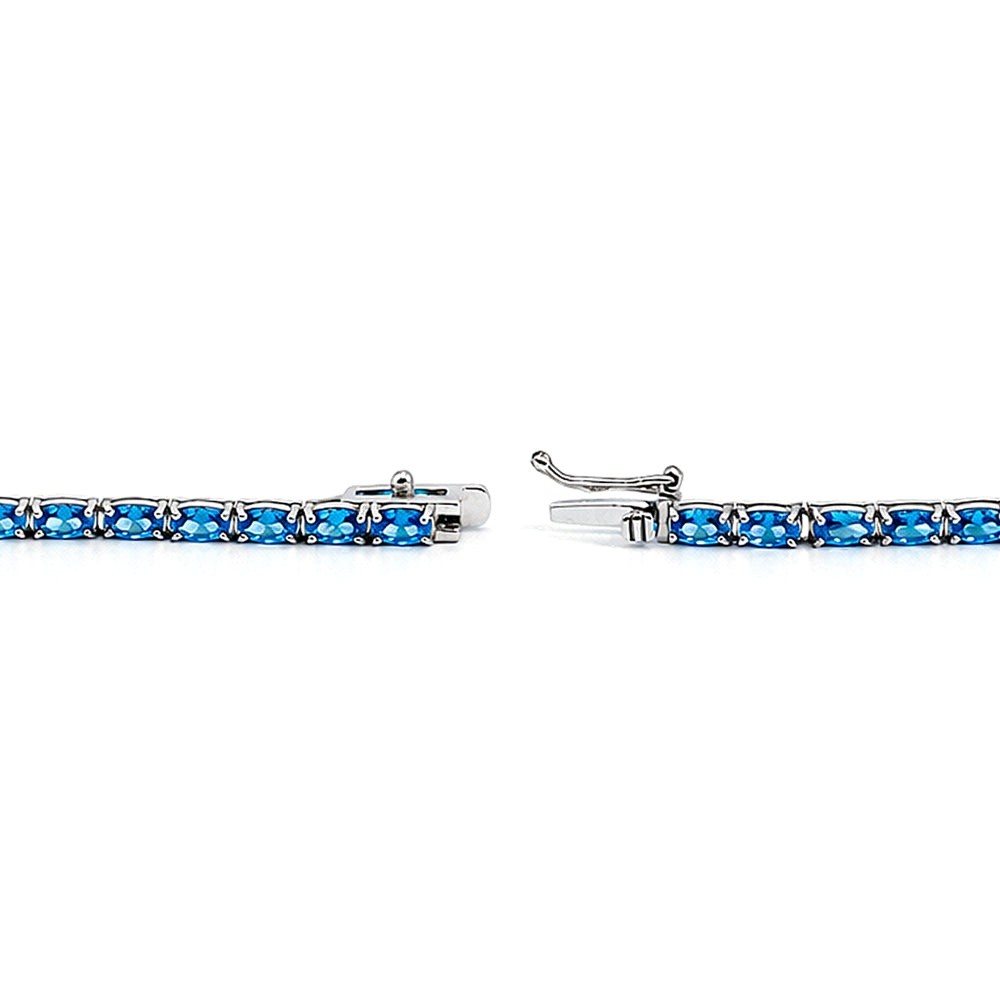 925 Sterling Silver Aqua CZ Classic Oval Tennis Necklace For Women