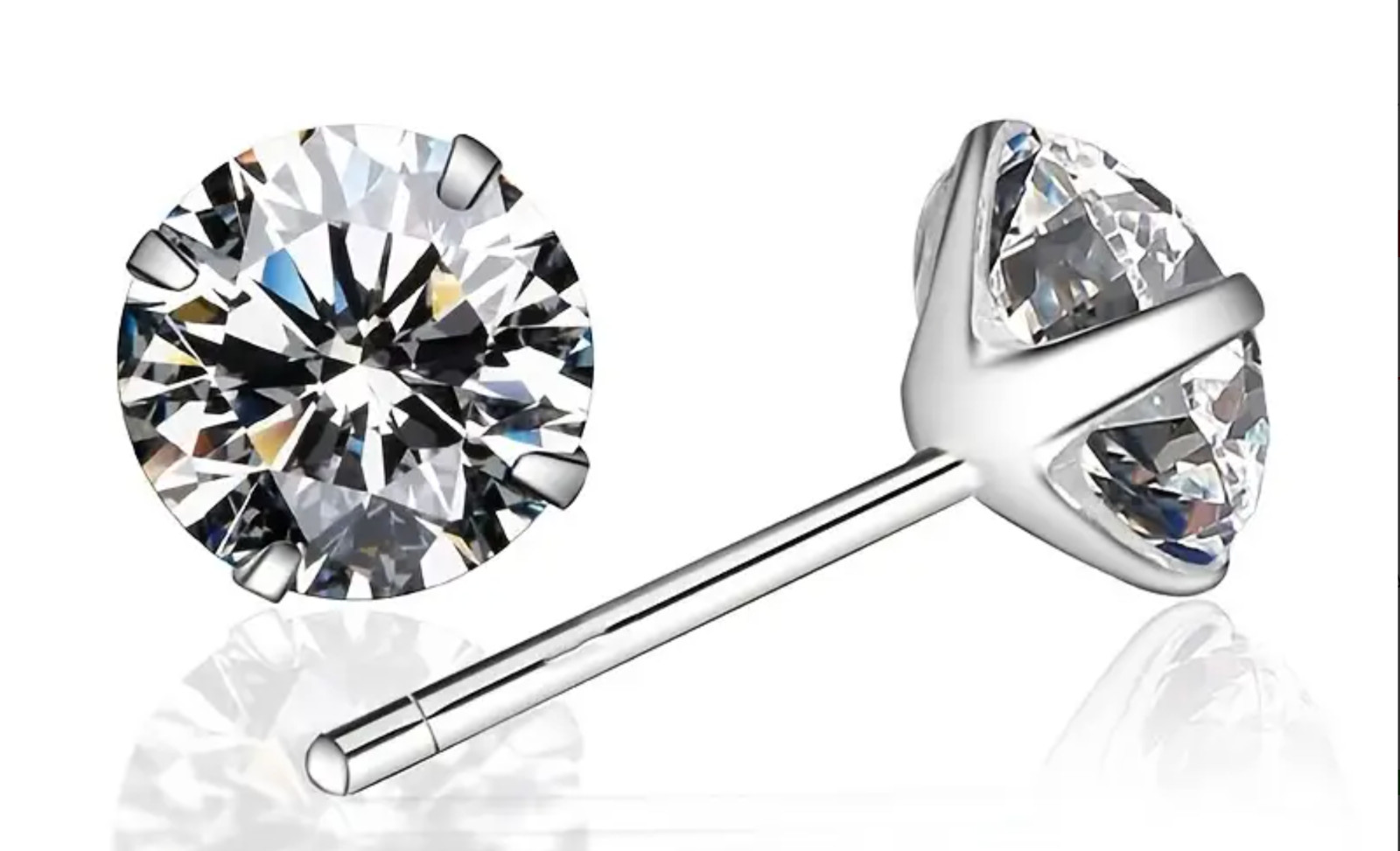 Men’s High Quality Stainless Steel Stud Earrings with One Carat Synthetic Zircon