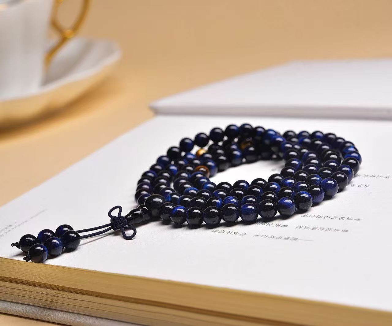 Natural blue Tiger’s Eye Gems 108 Round Beads Bracelet 6mm AAAAA