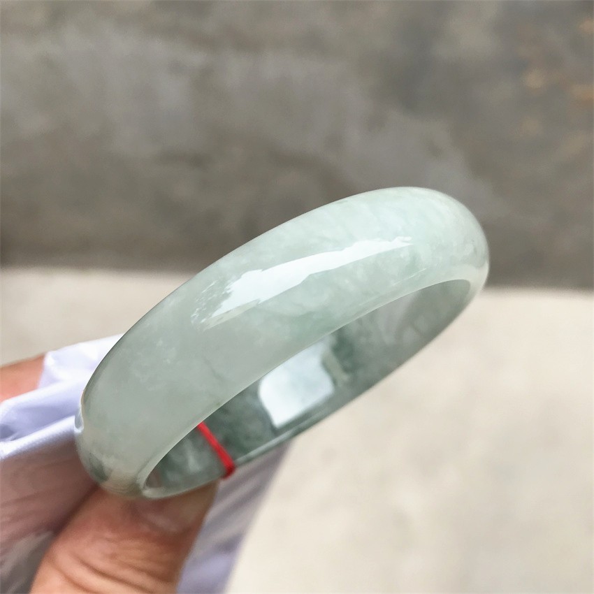 53MM Natural Ice Green Jadeite Jade Bracelet Burma Emerald Jade Bracelet
