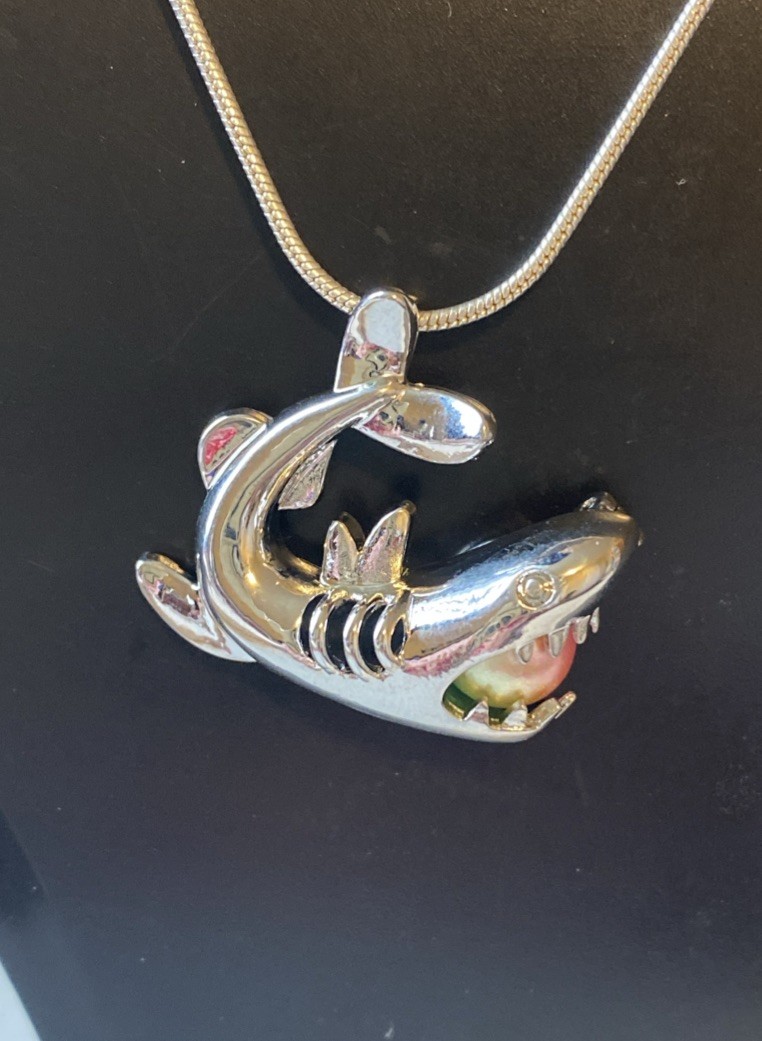 SHARK – Alloy Steel PEARL CAGE pendant. Holds up 8mm
