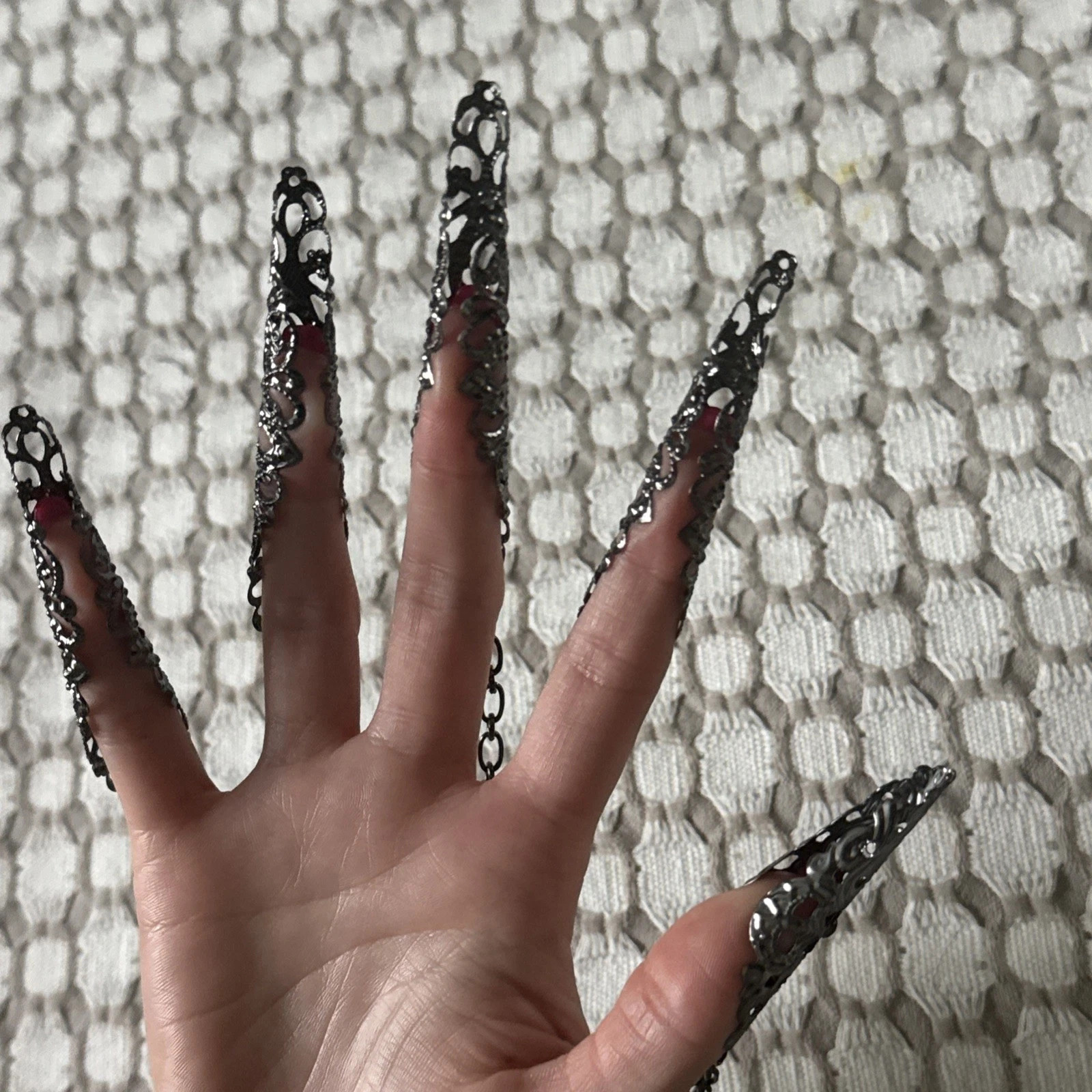 Punk, Metal Hand Chain Finger Bracelet, Gothic Slave Jewelry for Parties & More