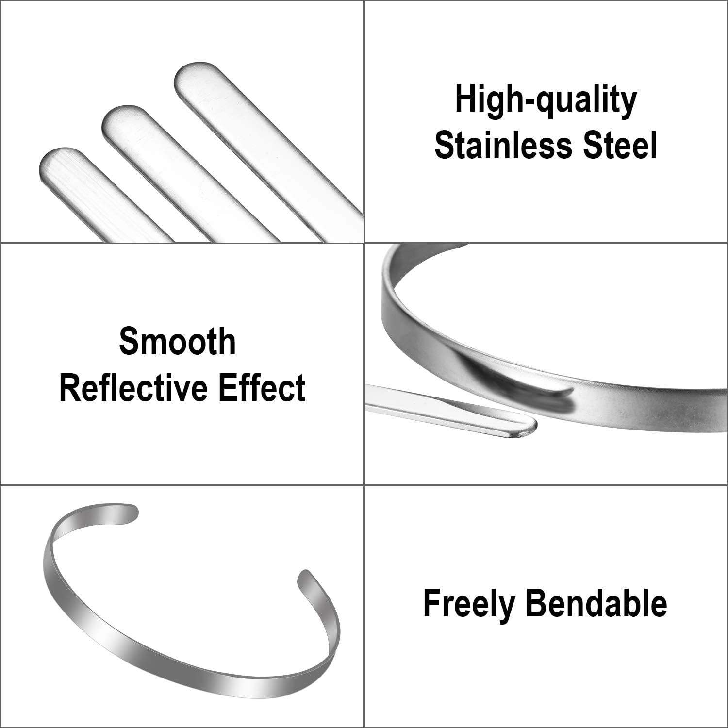 18 Pieces Bracelet Blanks Adjustable Cuff Bangle Bracelet Stainless Steel Blank