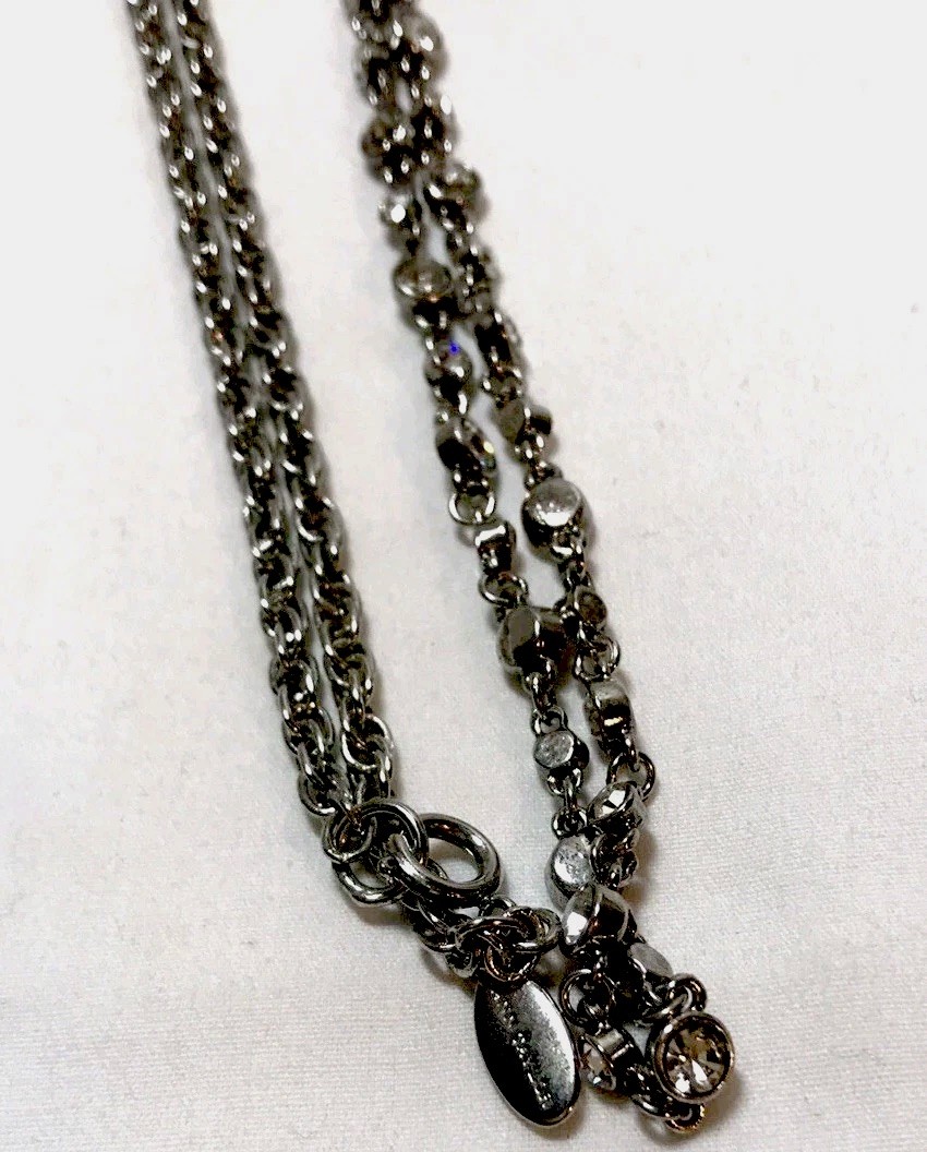 Ann Taylor necklace, 35 in length, clear rhinestones