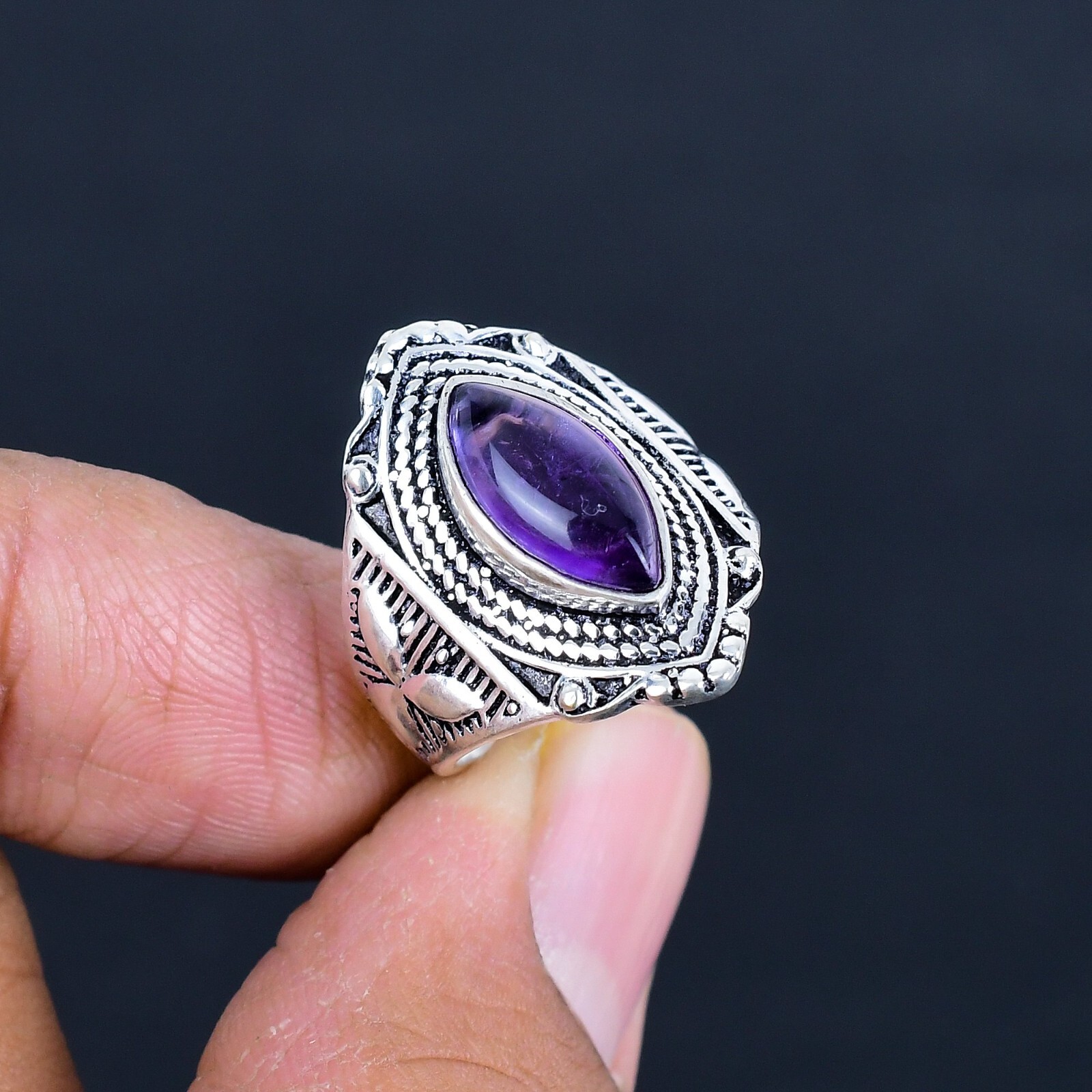 African Amethyst Gemstone 925 Sterling Silver Handmade Stylish Ring Jewelry