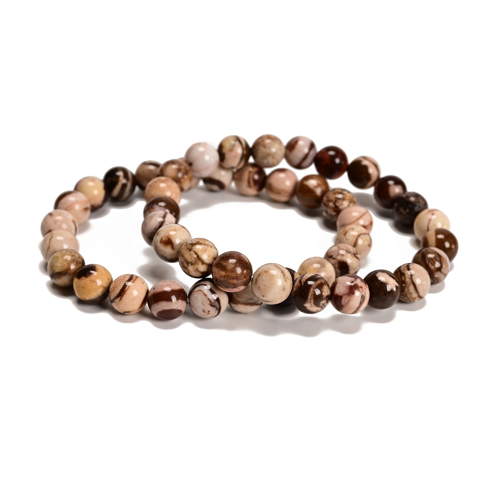 Australia Zebra Jasper Smooth Round Elastic Bracelet 6mm 8mm 10mm 12mm 7.5”