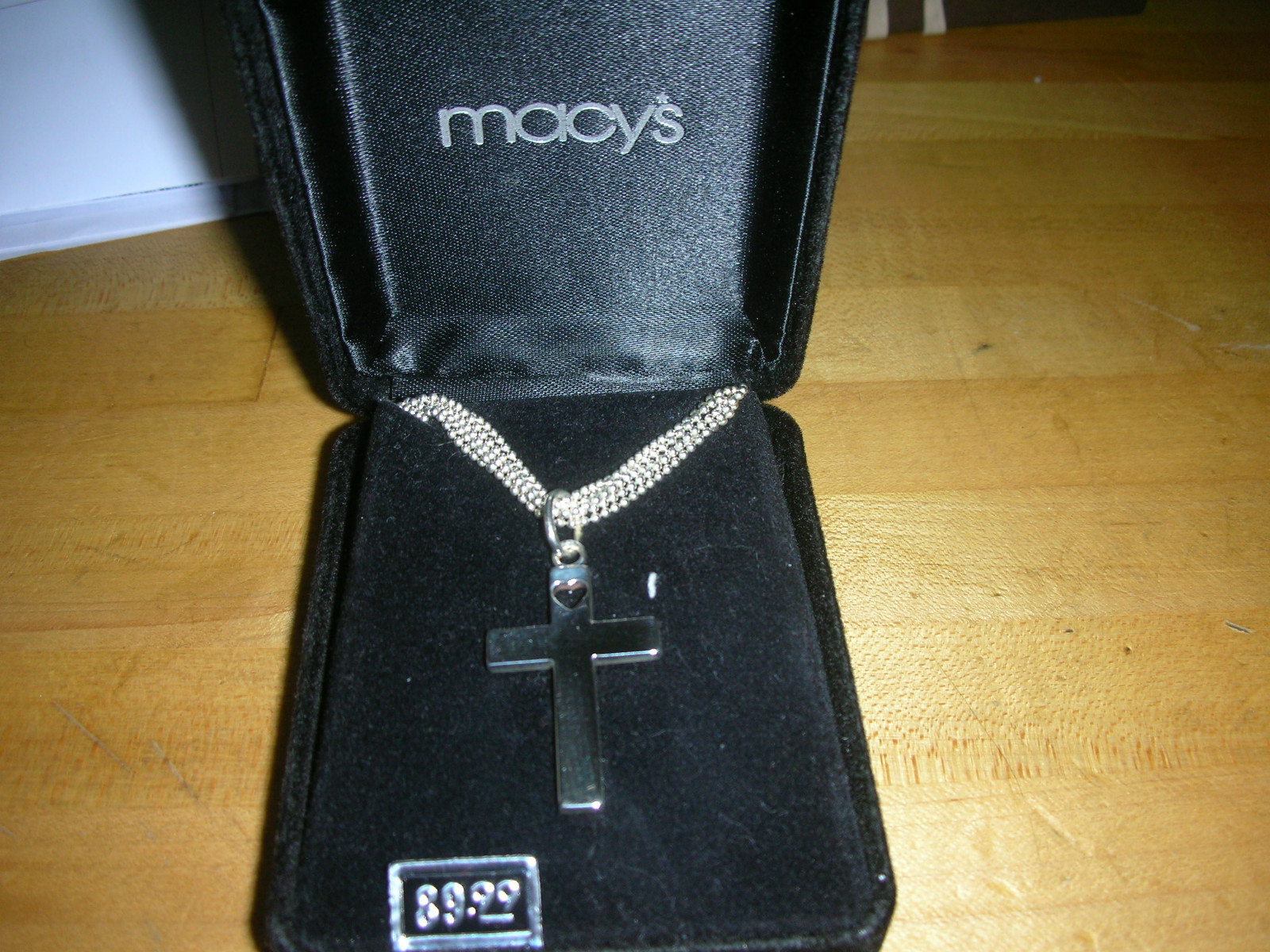 .925 Sterling Silver 17Inch Chain with Cross cutout heart 13.8 Grams $89.99